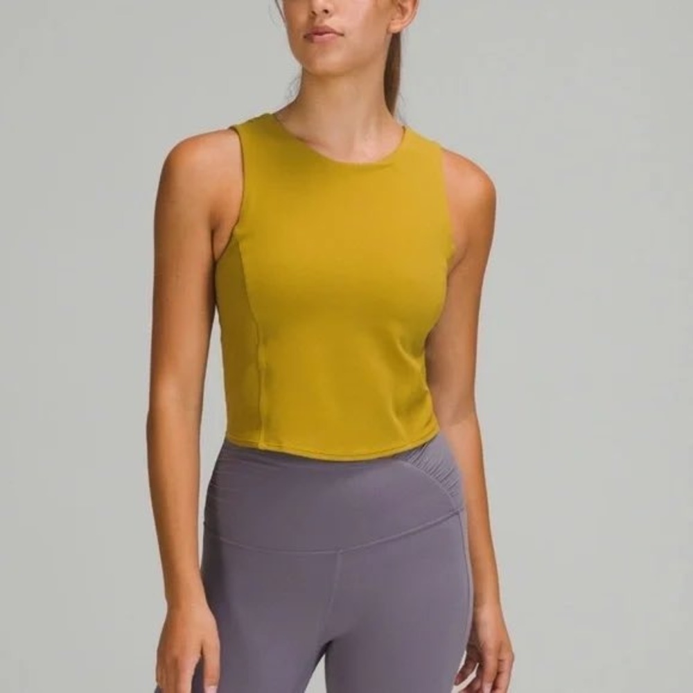 Lululemon Nulu Twist-Back Yoga Tank Top Sz 2 Auric Gold Cropped Racerback Active